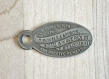 Antique Silver Key Fob Tag J B Williamson 40th & Waverly St Louis Illinois picture