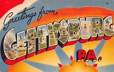 1949 Gettysburg Pennsylvania PA Greetings From Large Letter Linen 73072 Postcard picture