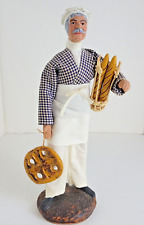 Vtg Hand Painted SANTONS FLORENCE Clay Baker w/Bread Figurine - 10 ½