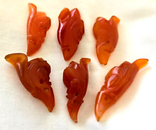 ANTIQUE, VINTAGE,6 BEAUTIFUL CARNELIAN AGATE BEADS,CARVED FLORAL DESIGN,GORGEOUS picture