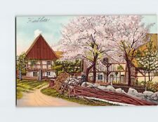 Postcard Man Houses Trees Road Scenery picture