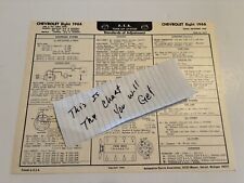AEA Tune-Up Chart System 1966 Chevrolet Biscayne Impala Bel Air 396 & 427 picture