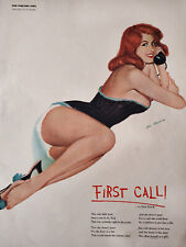 1949 Original Esquire Art First Call Pinup Girl Painting AL MOORE Phil Stack picture
