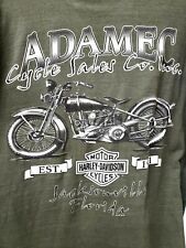 Harley-Davidson T-Shirt Men's Medium Green Adamec Cycle Sales Authentic picture
