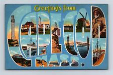 Postcard MA Large Letter Greetings From Cape Cod Massachusetts c1940s Linen AI3 picture