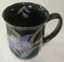 Otagiri Black Orchid Ceramic Mug Vintage Japan Multi Faceted picture