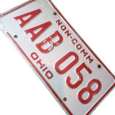 Vintage 1976 1980 Ohio Non-Comm Red & White  License Plate / Tag For Man-Cave picture