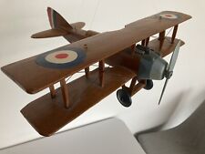 WWI BRITISH FIGHTER PLANE TEAK WOOD MODEL VTG AIRPLANE CEILING HANGING MILITARY picture