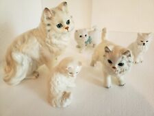 Lot of 5 Ceramic Porcelain White Persian Cat Figurines Lefton Goebel Sadek picture