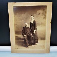 Antique Enlarged Family Photograph Black And White Married Couple Hugh And Kate picture