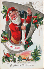 A Merry Christmas Mama's Delight Santa Claus Embossed Vintage Postcard C106 picture