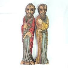 Two Vintage Spanish Wooden Hand Crafted Sculpture picture