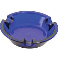 6.5” Round Blue Glass Cigar Ashtray picture