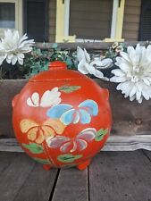 Vintage 1930’s Ransburg Pottery Stoneware Crock Hand Painted Floral Cookie Jar picture