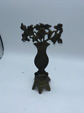 VINTAGE CHINESE Early 1900S Brass ￼ALTER PIECE Engraved FLOWER Vase Offering picture