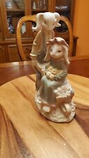 NWOT- Vintage porcelain Easter bunnies with wheelbarrow picture