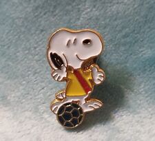 Vintage Snoopy Peanuts Enamel Soccer Tie Tac Mini Pin Screw Back Brooch  picture