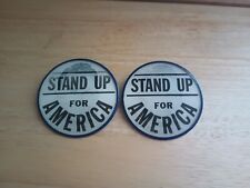 (2) 1968 GEORGE WALLACE STAND UP FOR AMERICA VARI VUE FLASHER BADGE BUTTONS 2.5