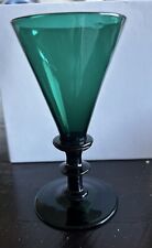 One elegant, antique 18th C. Bristol Wine Glass, blue green / Handmade/Mint Cond picture