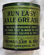 Thomas Leh Run Easy Axle Grease Tin Can East Greenville PA NICE  Hard to Find picture