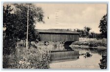 1946 Covered Bridge South Exterior River Lake Lee Massachusetts Vintage Postcard picture