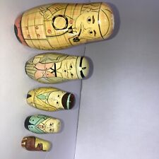 VTG Russian Nesting Dolls 4 Male Figures 1 Dog picture