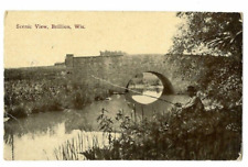 Postcard Scenic View Brillion Wis WI Wisconsin Man fishing by bridge picture