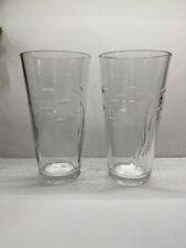 2 Cooler Glasses With Etched Fish Seaweed || Ocean Coastal Theme 20 Oz 6.75” picture