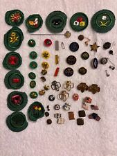 Lot of vintage Girl Scout patches and pins & a few other types of pins picture