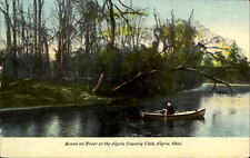 Scene on river ~ Elyria Country Club ~ Ohio OH ~ postcard mailed 1911 picture