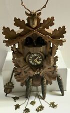 Antique Working Large Hand-Carved Black Forest Hunter Cuckoo Clock Walnut German picture