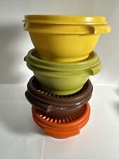 Vintage Tupperware Servalier Bowls Lids #1323 Harvest set of 4 Great Condition picture