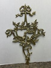 Vintage French Louis XV Brass Birds Foliate Gold Wall Hanging Collectible picture