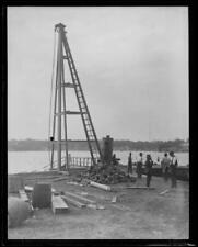 Group of men standing next to a crane at Tom Ugly's Point NSW 1929 Old Photo picture