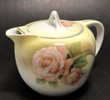 Vtg 1930s RS Tillowitz Silesia Germany Hand Painted Peach Cabbage Rose Teapot picture