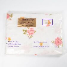 Vintage Petersen Linco Double Full Fitted Bed Sheet NIP 1950s Pink Floral Roses picture