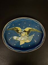Vintage American Eagle Patriotic Tin Tray Plate picture