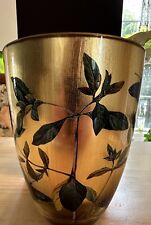 NIB VTG. SIGNED SCOTT POTTER Decoupage Blue Butterflies & Green Vines Vase 7” picture