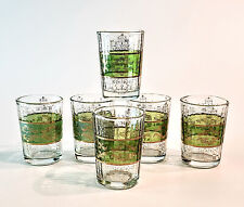 6 Vintage Venetian 2 oz Shot Glasses Spring Green w/Gold Decoration ITALY picture