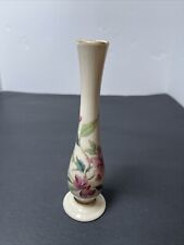 Lenox Barrington Collection Porcelain Bud Vase Cream Pink Floral Gold Trim 8