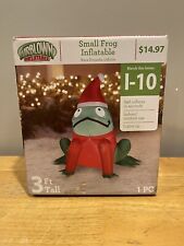 Gemmy 3’ Airblown Frog Santa Hat And Sweater Christmas Inflatable Yard Decor picture