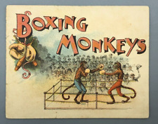 1890s BOXING MONKEYS McLaughlins COFFEE Victorian ADVERTISING Booklet TRADE CARD picture