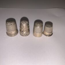 Lot  of 4 Antique Sterling Silver Thimbles   One Marked MKD picture