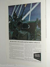 1943 GRUEN Watch advertisement, Anti-Aircraft gun aiming, WWII picture
