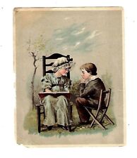 c1890 Trade Card Dr. Friend's Cough Balsam, Young Girl Reading To Young Man picture