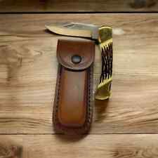 Schrade Uncle Henry Folding Knife LB8 Clip Point Blade Leather Sheath 5