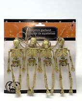 Gothic Skeleton Garland 6 Inch Tall Set of 4 Halloween Skeletons 60 inch Strand picture