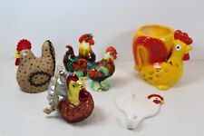 6 Piece Vtg Chicken Collection Rooster Hen Quirky Salt & Pepper Hook Paperweight picture