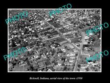 OLD LARGE HISTORIC PHOTO BICKNELL INDIANA, AERIAL VIEW OF THE TOWN c1950 picture