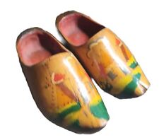 Vintage Dutch Hand Carved Wooden Shoes Clogs Holland Medium Netherlands Windmill picture